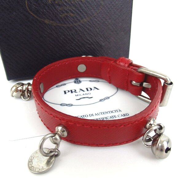 Authentic PRADA charm bracelet leather/metal [Used] - Picture 1 of 10